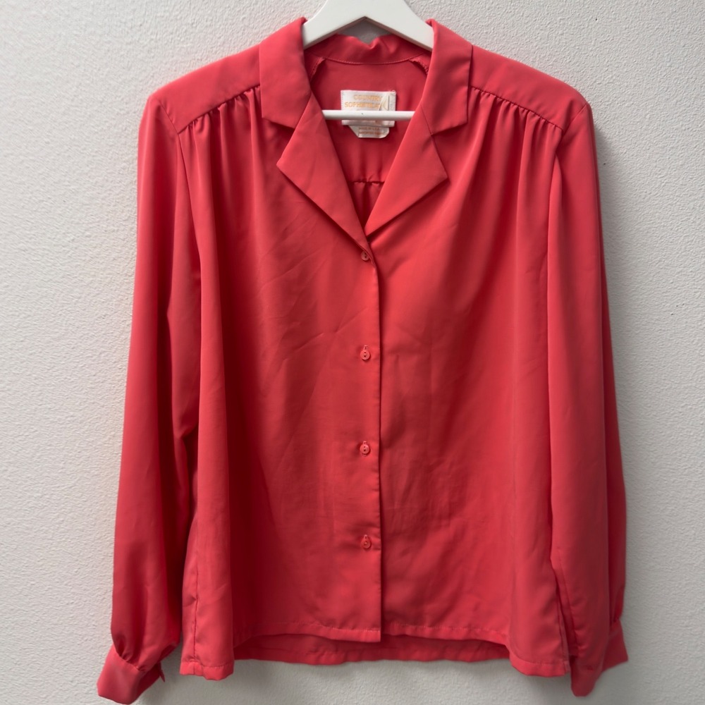 Vintage Pendleton Country Sophisticates Blouse Womens 12 Pink Button Up Top USA